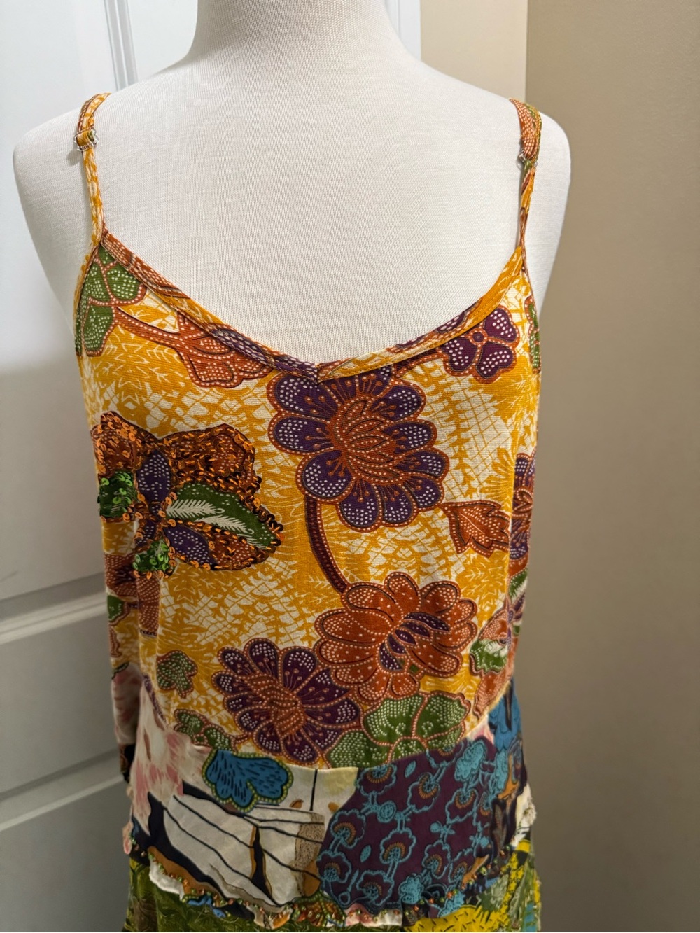 Bohemian Patchwork Floral Maxi Dress in Multicolor - Picture 2 of 14